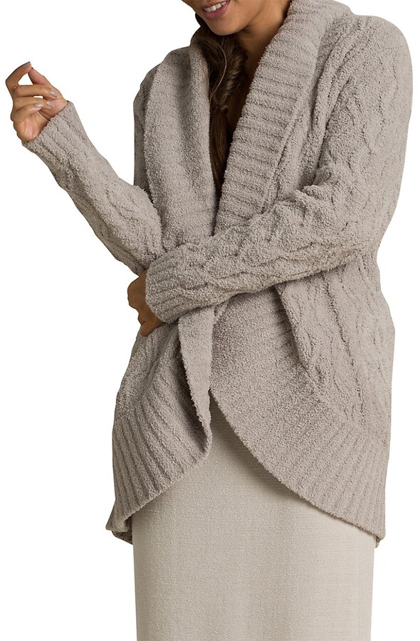 Cardigan Trendy Cable Knit Cardigan Women Shawl With Sleeves For