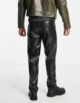 Thumbnail for your product : ASOS DESIGN dad fit jeans in black leather look
