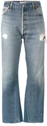 RE/DONE Levi's Distressed high waisted cropped jeans
