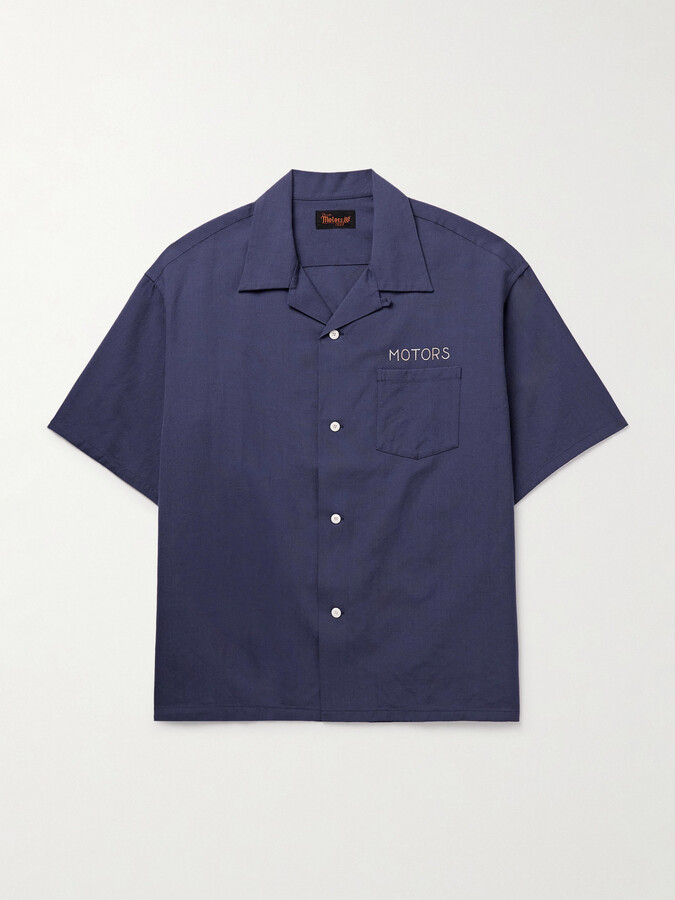 Visvim Crosby Convertible-Collar Embroidered Wool and Linen-Blend Shirt