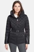 Thumbnail for your product : Elie Tahari Leather Trim Belted Down Jacket