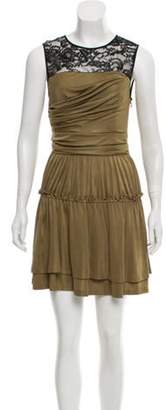 Diane von Furstenberg Lace-Accented Mini Dress Green Lace-Accented Mini Dress