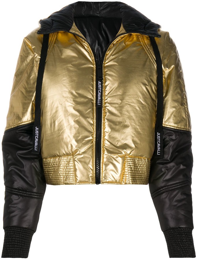 metallic gold puffer jacket