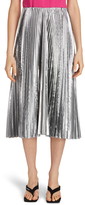 Thumbnail for your product : Balenciaga Metallic Pleated Wool Blend Midi Skirt