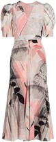 Thumbnail for your product : Alexander McQueen Trompe L'Oeil Printed Silk Puff-Sleeve Midi Dress