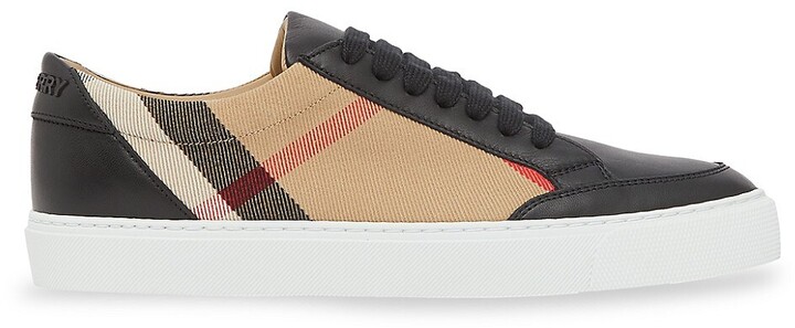 Burberry Salmond Vintage Check Leather & Textile Sneakers - ShopStyle