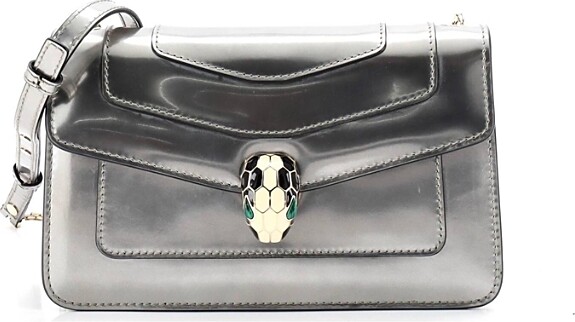 Pre-Owned Bvlgari Small Serpenti Forever Shoulder Bag Metallic Leather