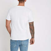 Thumbnail for your product : River Island Mens White pique deep V neck muscle fit T-shirt