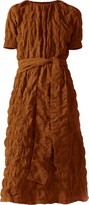 Thumbnail for your product : Keegan Women's Brown Terracotta Dress With Short Puffy Sleeves And Waist Tie