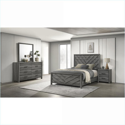 Denver Bedroom Set, 4-Piece Full Size Modern Slate Gray Wood