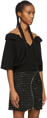 Alexander Wang Black Wool Tulle Illusion Polo Sweater