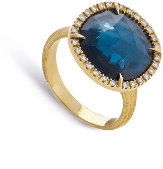 Marco Bicego Jaipur Medium 18k London Blue Topaz & Diamond Cocktail Ring