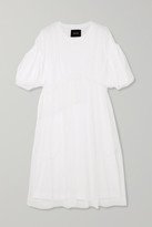 Thumbnail for your product : Simone Rocha Gathered Tulle And Cotton-jersey Midi Dress - White