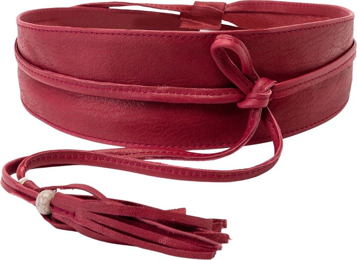 Woman's Purple Leather Obi Sash Wrap Tie Plus Size Corset Waist Cincher  Wide biker Leather Belt
