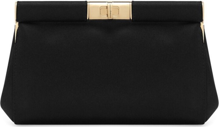 Dolce & Gabbana Black Marlene Small Satin Clutch Bag