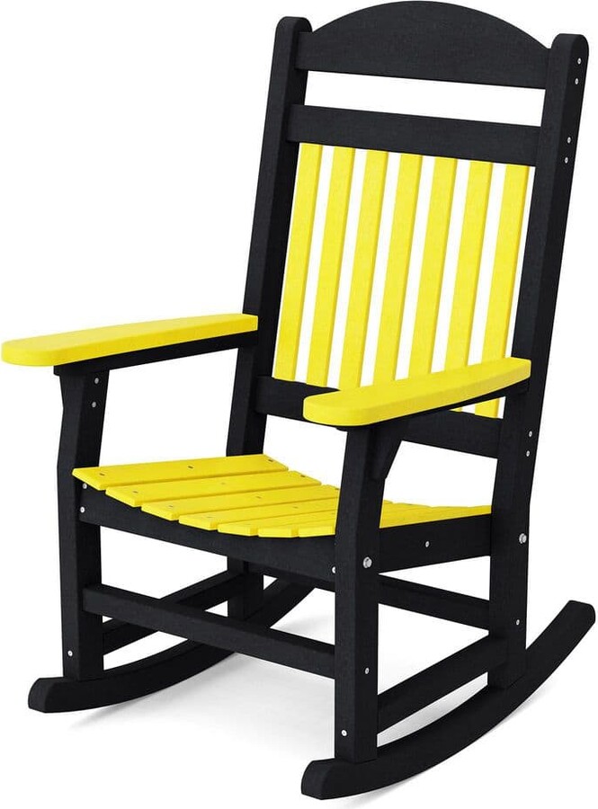 Wildridge Heritage Lemon Yellow and Black Plastic Traditional Outdoor Rocking Chair