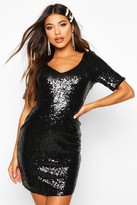 Thumbnail for your product : boohoo Sequin Short Sleeve Bodycon Dress