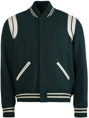 dark green varsity jacket