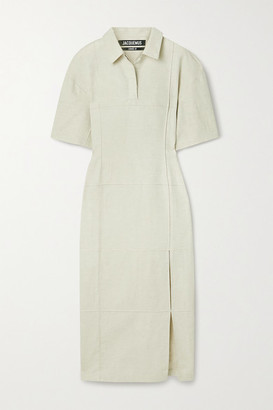 Jacquemus Carro Cotton And Linen-blend Midi Shirt Dress - Beige