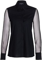 Thumbnail for your product : Piazza Sempione Organza-Sleeve Stretch Cotton Blouse