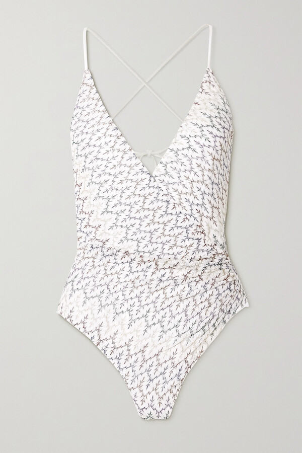 Missoni Mare Wrap-effect Metallic Crochet-knit Swimsuit - White ...