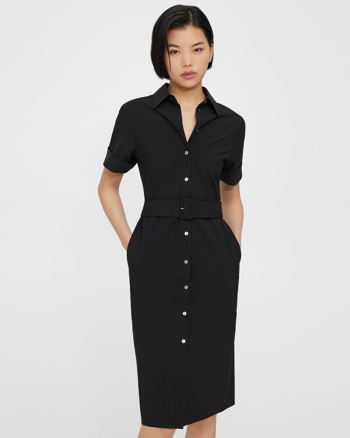 Theory Belted Shirt Dress in Good Wool ShopStyle