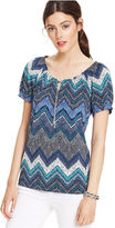 Thumbnail for your product : Elementz Short-Sleeve Printed Peasant Top
