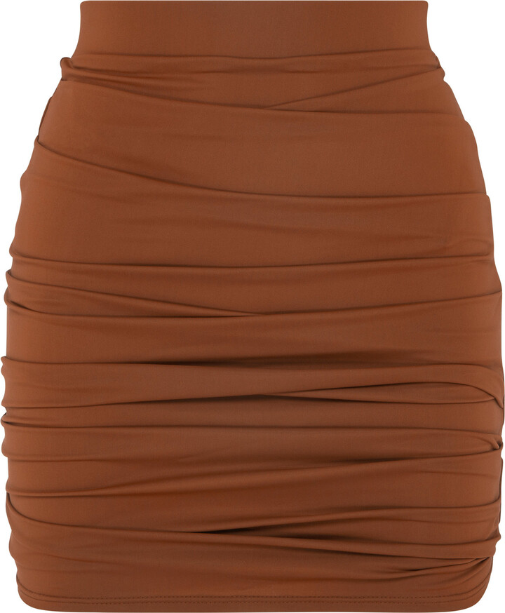Womens Clothing Skirts Mini skirts Alex Perry Elle Satin-crepe Mini Skirt in Brown 