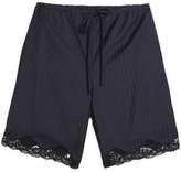Thumbnail for your product : Alexander Wang Lace-Trimmed Pinstriped Wool Shorts