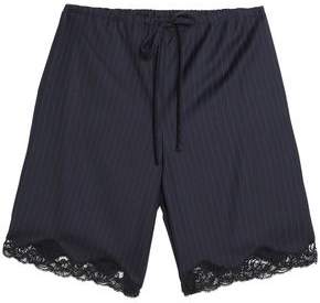 Alexander Wang Lace-Trimmed Pinstriped Wool Shorts
