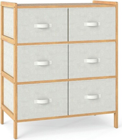 Resenkos6-DrawerFabricDresser–Comeswith6FoldingFabricBins,SpaciousStorageSolutionforBedrooms,LivingRooms,NaturalBrown