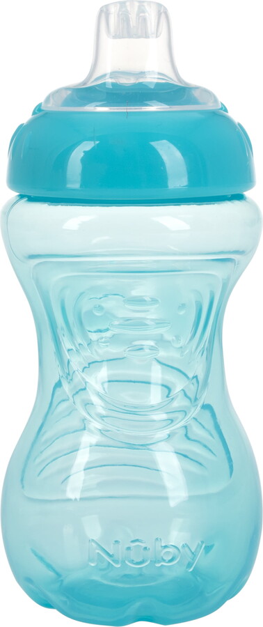 Nuby No-Spill Easy Grip Soft Spout Sippy Cup for Babies, 10 fl oz, Aqua Blue