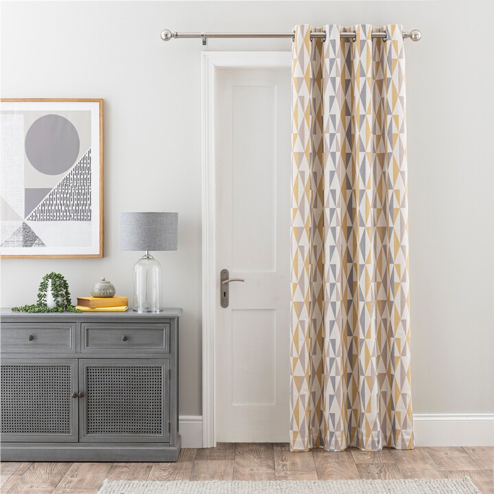 Dunelm Triangles Ochre Thermal Door Curtain Yellow/White ShopStyle