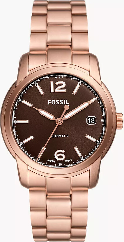 Fossil Heritage Automatic Rose Gold-Tone Stainless Steel Watch - ShopStyle