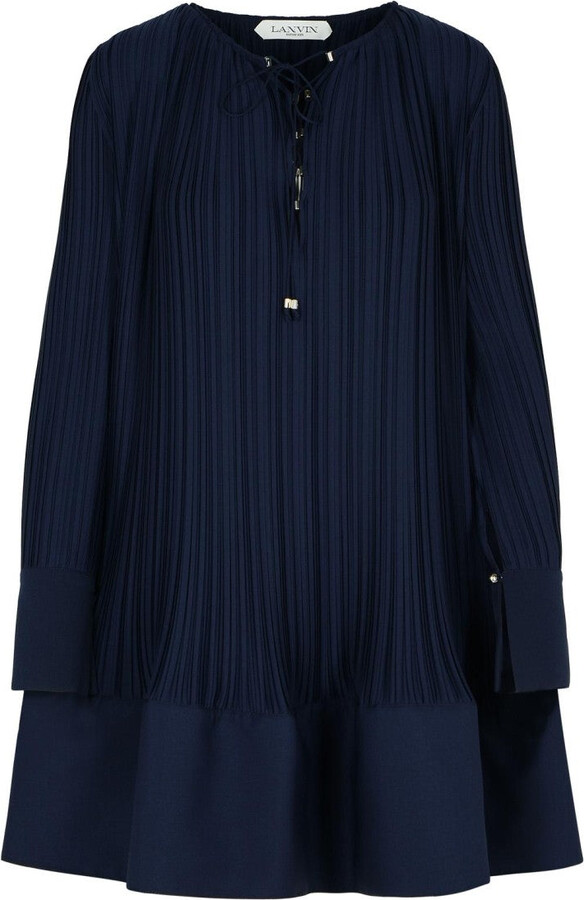 Plissé' Navy Polyester Dress