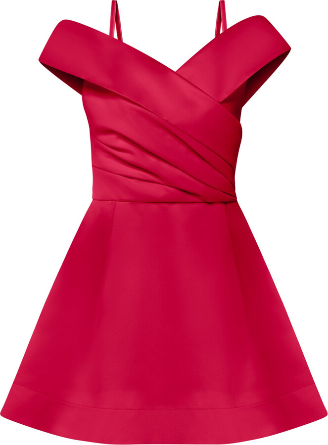 Tia Dorraine Easy To Love Flared Satin Mini Dress, Fierce Red