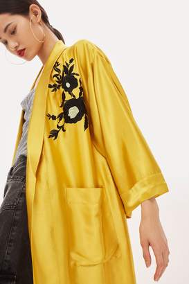 Topshop Womens Petite Embroidered Kimono - Gold