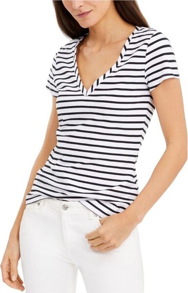 International Concepts I.N.CInternationalConceptsWomensStripedBasicT-Shirt,black,X-Large