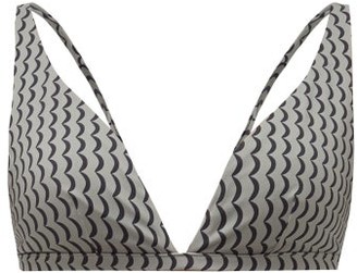 ASCENO Cannes Wave-print Triangle Bikini Top - Grey Multi