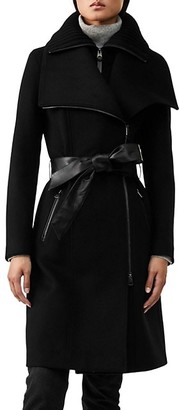 mackage nori belted wide lapel coat