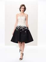 Thumbnail for your product : Oscar de la Renta Embroidered Tulle and Silk-Faille Illusion-Neck Cocktail Dress