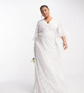 Thumbnail for your product : ASOS EDITION Curve Eliza flutter sleeve embellished wedding dress