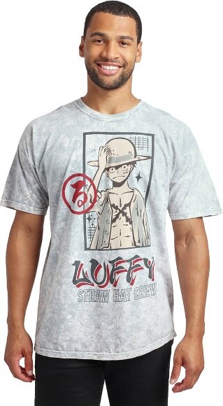One Piece OnePiece(AnimatedSeries)LuffyMen'sGrayCloudWashShortSleeveTee-Medium