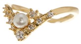 Thumbnail for your product : Melinda Maria Kendall Pearl & CZ Cluster V-Shaped Ring - Size 7