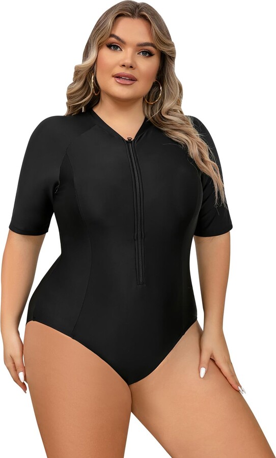 Plus Size Boyleg One Piece Swimsuit