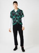 Thumbnail for your product : Topman Green and Black Palm Print Short Sleeve Casual Shirt