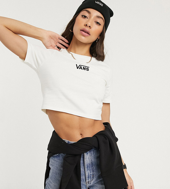Vans Drop V cropped t-shirt in cream Exclusive at ASOS - ShopStyle