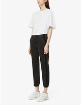 Thumbnail for your product : Paige Mayslie velvet-striped stretch-denim trousers