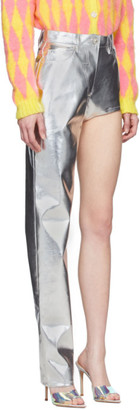 pushBUTTON SSENSE Exclusive Silver One-Leg Trousers
