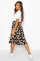 Thumbnail for your product : boohoo Petite Floral Print Ruffle Midi Skirt